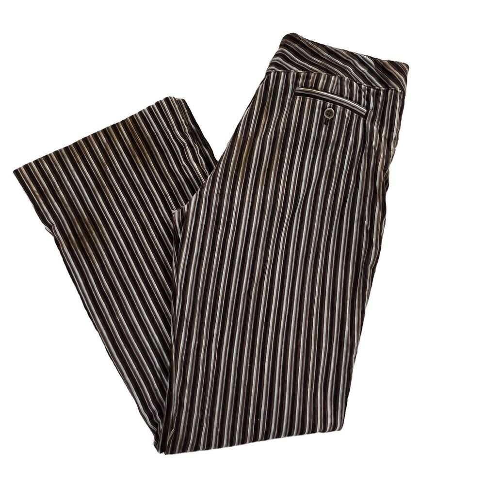 REACTION KENNETH COLE STRIPED CORDUROY PANTS SZ 12 COTTON WIDE LEG MID RISE